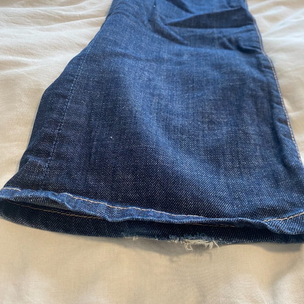 Vtg Guess Premium Y2K Denim Flare Leg Dark Wash Mid Rise Low Rise Jeans Size 31 - Picture 4 of 16